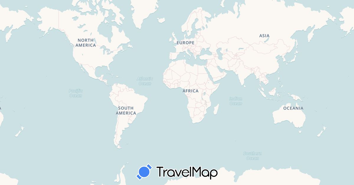 TravelMap itinerary: driving, boat in Cuba, Dominica, Dominican Republic, Guadeloupe, Haiti, Jamaica, Saint Kitts and Nevis, Saint Martin, Martinique, Montserrat, Mexico, United States, British Virgin Islands, U.S. Virgin Islands (North America)